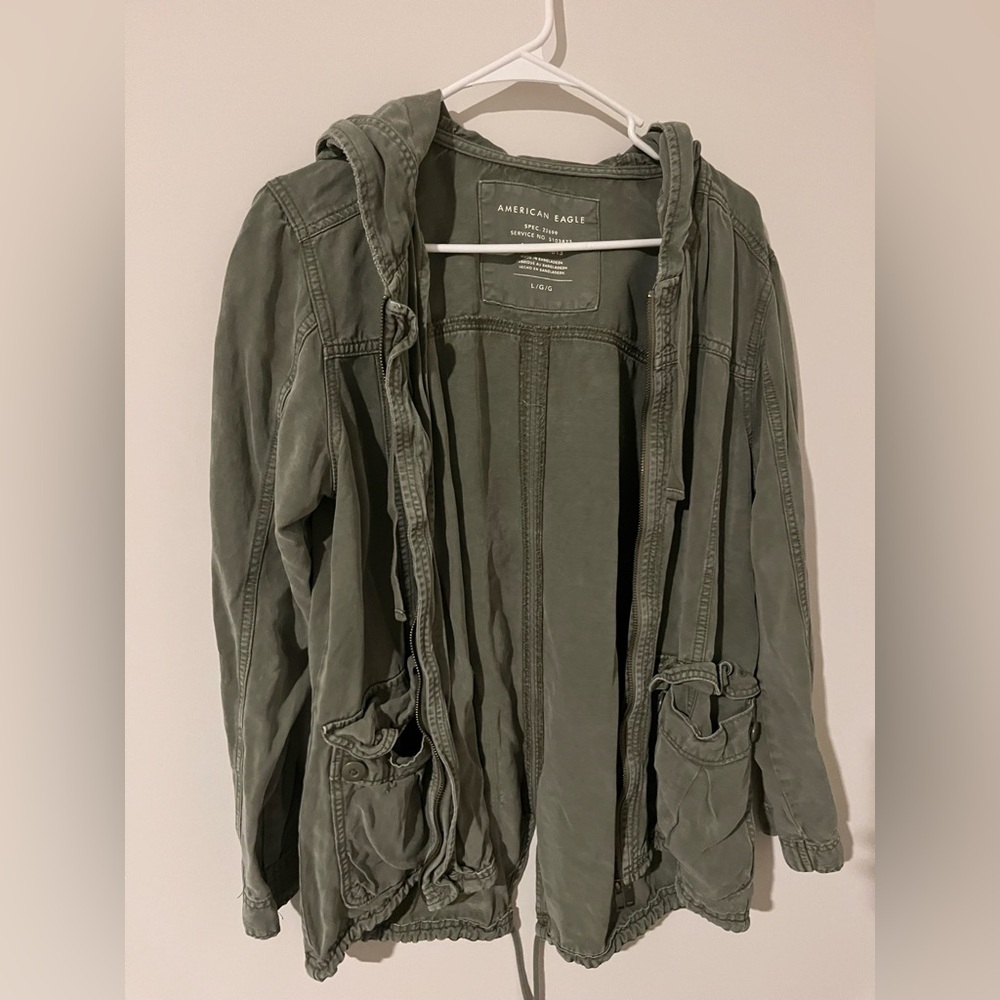 AMERICAN EAGLE - Olive Hooded Utility Jacket - Women’s Size Large - Picture 4 of 6